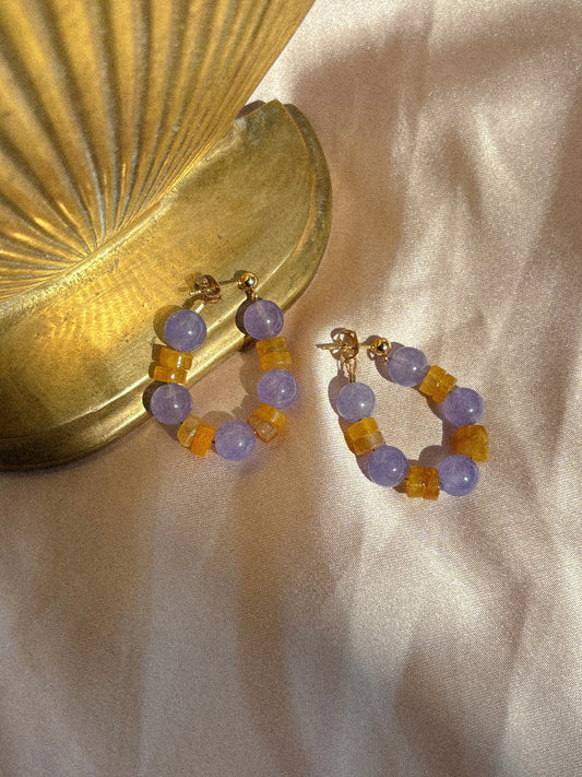 Yellow + Lavender Wrap Hoops